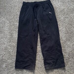 Men’s XL Puma Embroidered Charcoal Black Heavy Cotton Straight Leg Sweatpants